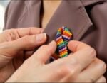 Handmade Beaded Pink Awareness Ribbon Pin - Image 2